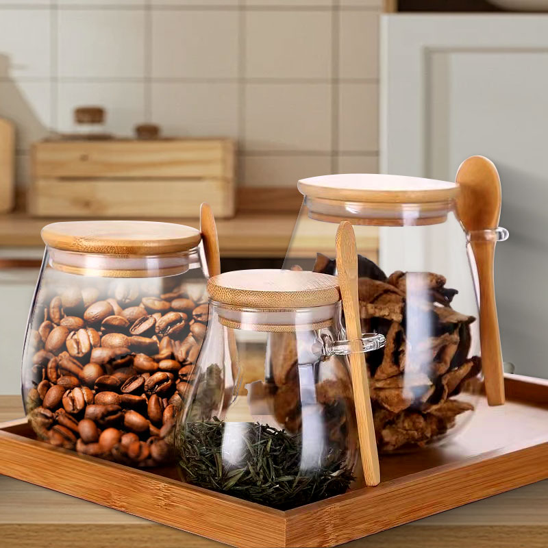Coffee Tea And Sugar Set - 34oz sealed glass jar with spoon