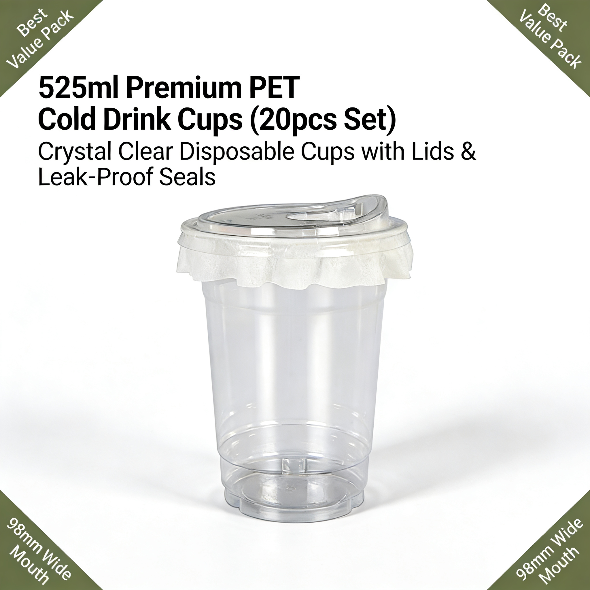 Coffee Tea Essentials - 20 PCS PET Cold Drink Cups