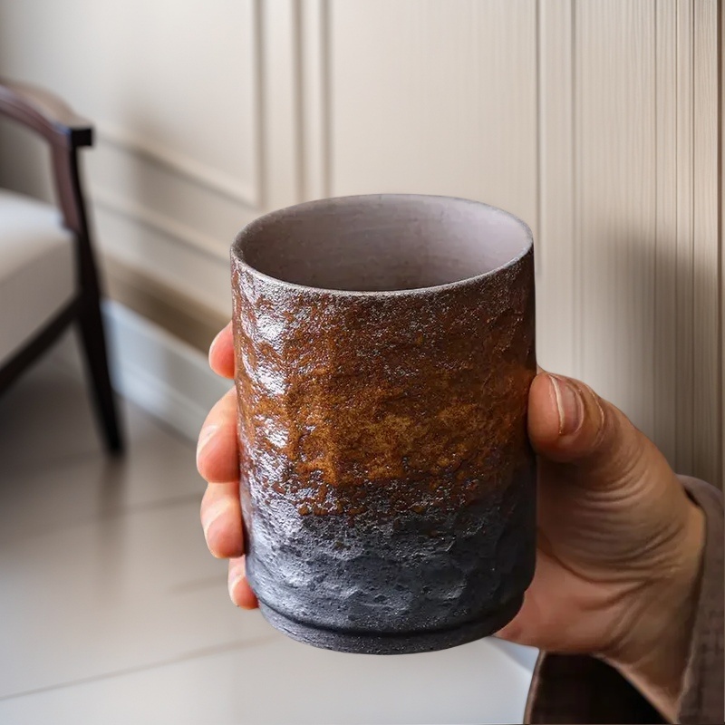 Coffee Tea Essentials - Vintage Handmade Chinese Stoneware Mug -