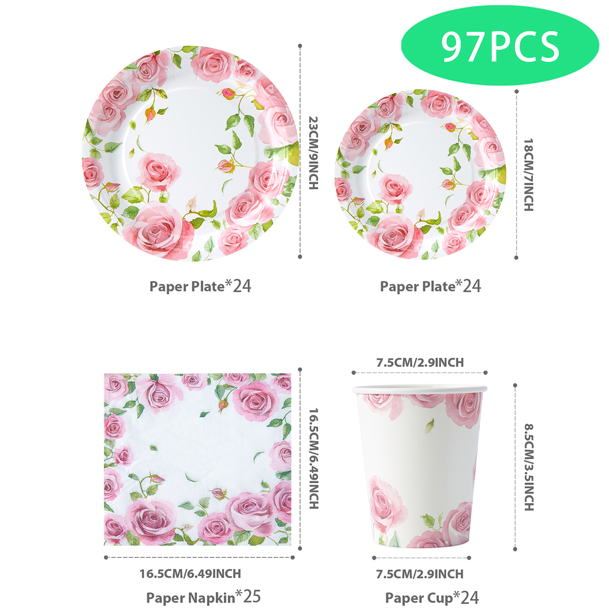 Floral Paper Plates Watercolor - Tea & Coffee Kent のレビューと価格