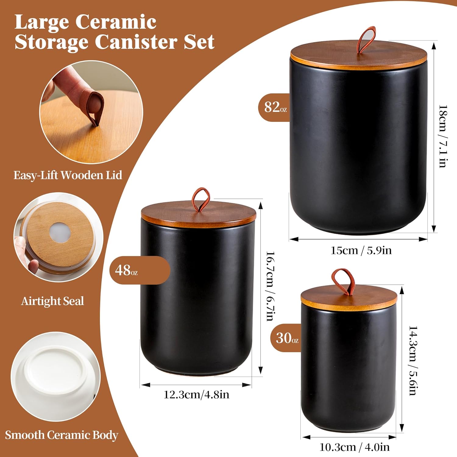 Ceramic Canister Set (30 oz, 4 - Coffee Tea And Sugar Set のレビューと価格
