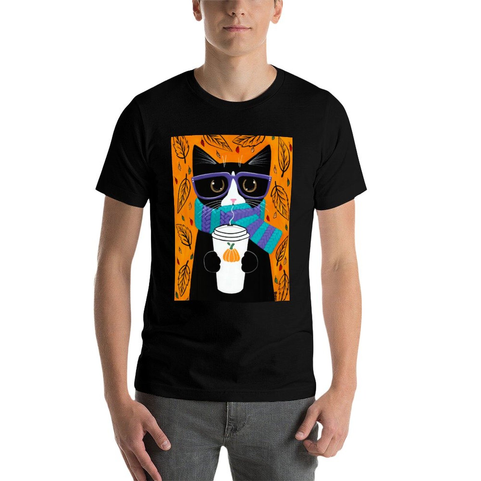 Tuxedo Autumn Coffee Cat T-Shi - Coffee & Tea Haus のレビューと価格