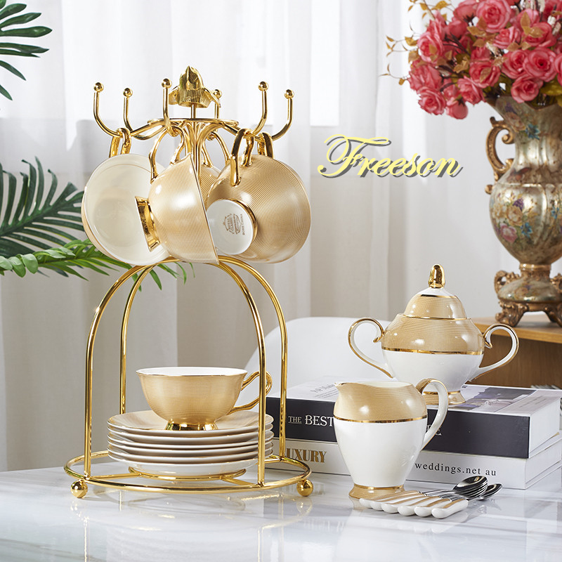 Luxury Gold Bone China Coffee  - Coffee Tea And Sugar Set のレビューと価格