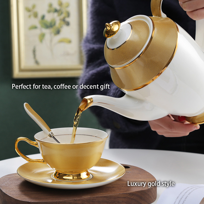 Luxury Gold Bone China Coffee  - Coffee Tea And Sugar Set のレビューと価格