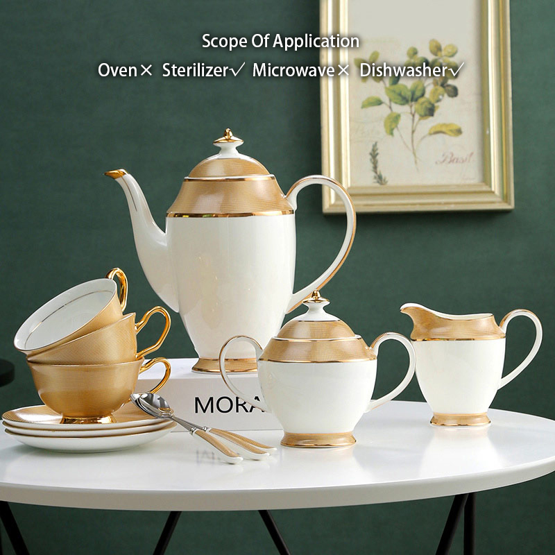 Luxury Gold Bone China Coffee  - Coffee Tea And Sugar Set のレビューと価格