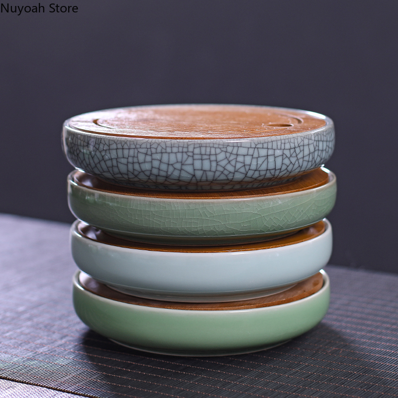 Ceramic Round Tea Tray Househo - Bamboo Tea Tray のレビューと価格