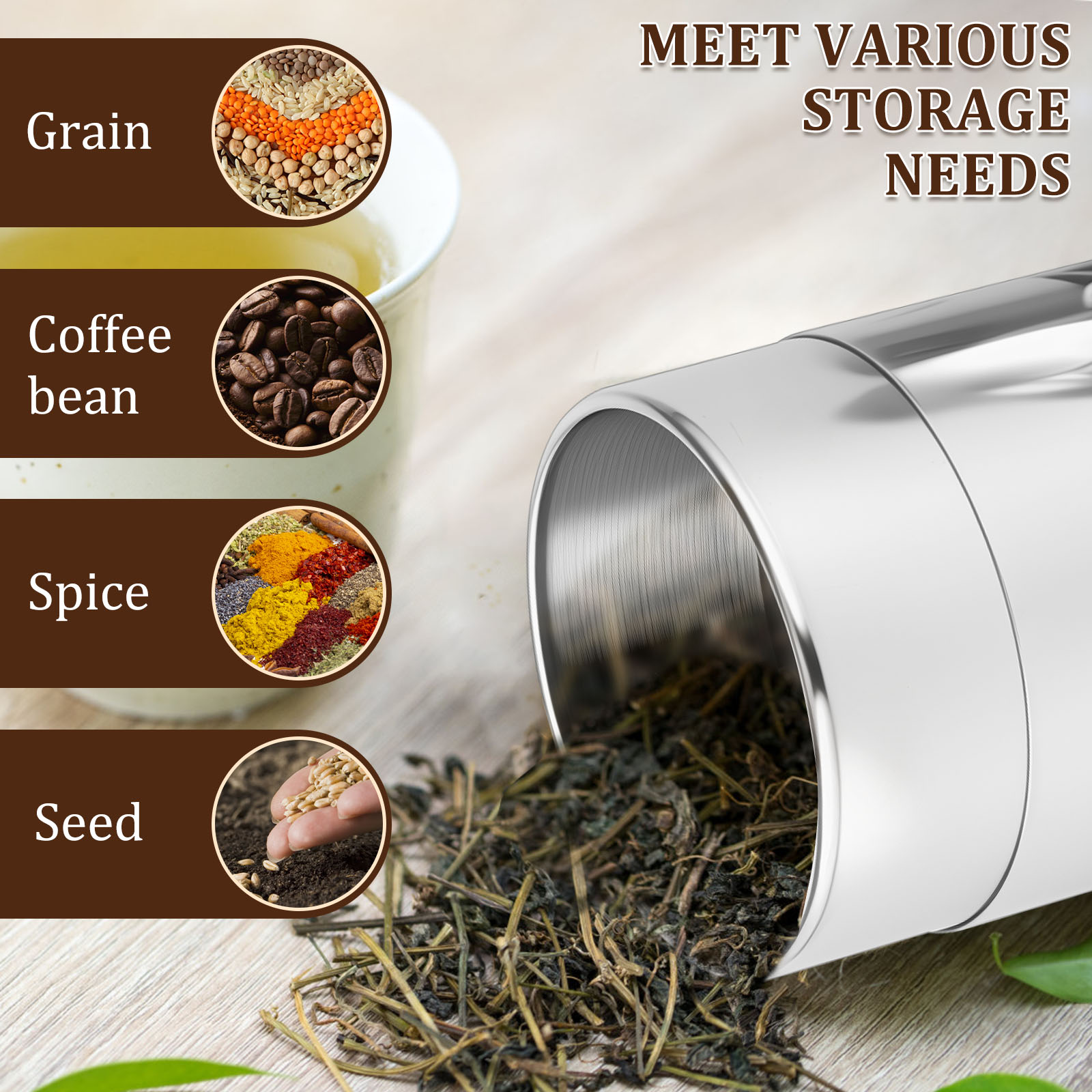 Stainless Steel Tea Leaf Tins  - Coffee Tea And Bean Leaf のレビューと価格