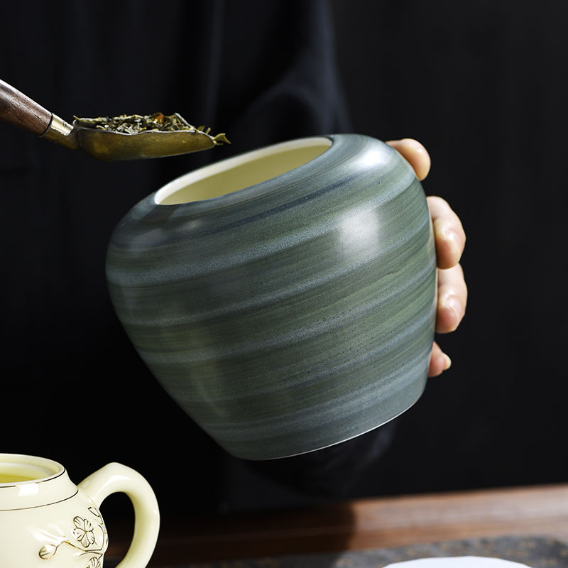 Retro Ceramic Tea Leaf Jar Cre - Coffee Tea And Bean Leaf のレビューと価格
