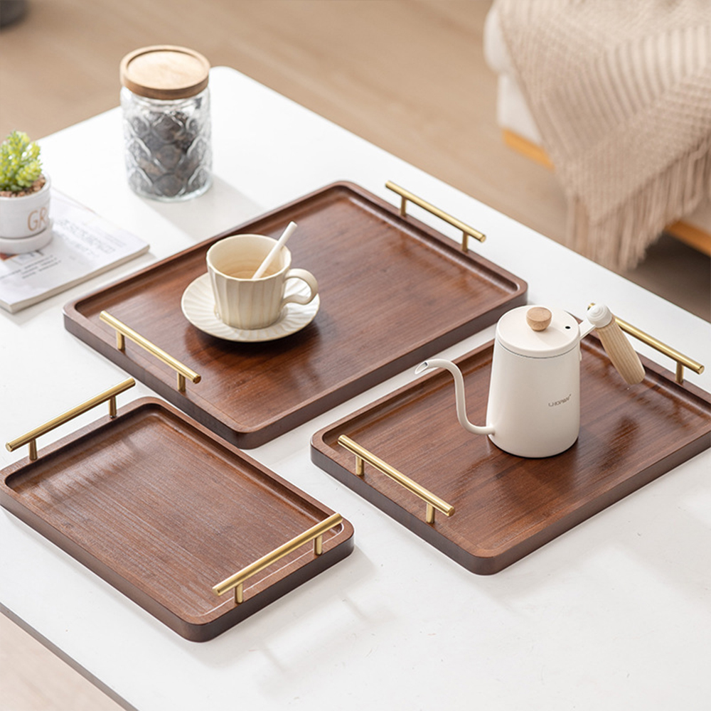 Wooden Serving Tray with Handl - Bamboo Tea Tray のレビューと価格
