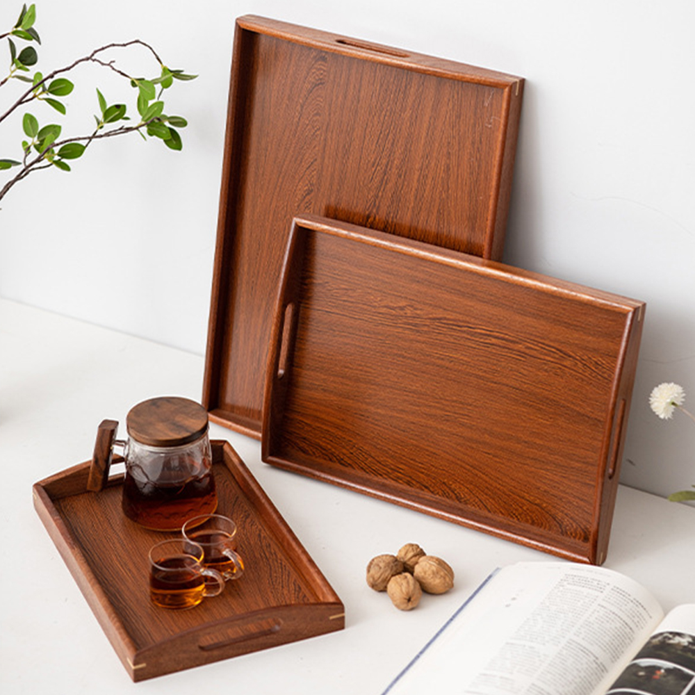 Wooden Serving Tray with Handl - Bamboo Tea Tray のレビューと価格