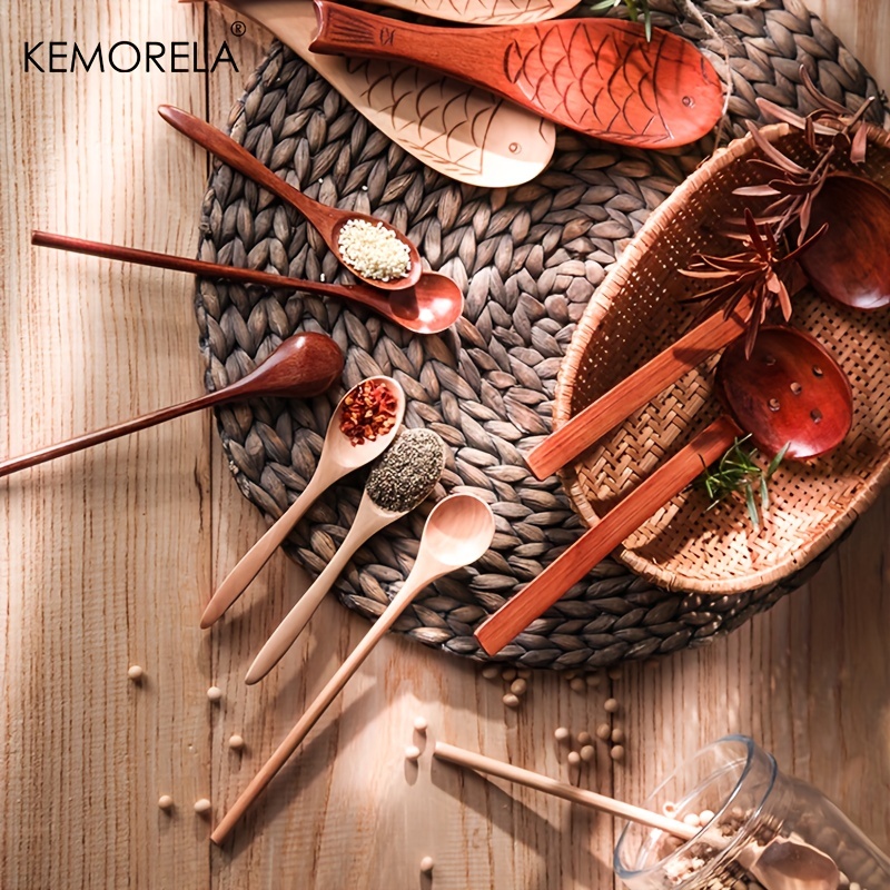 1/2/6PCS Wooden Tea Spoon Long - Coffee Tea And Sugar Set のレビューと価格