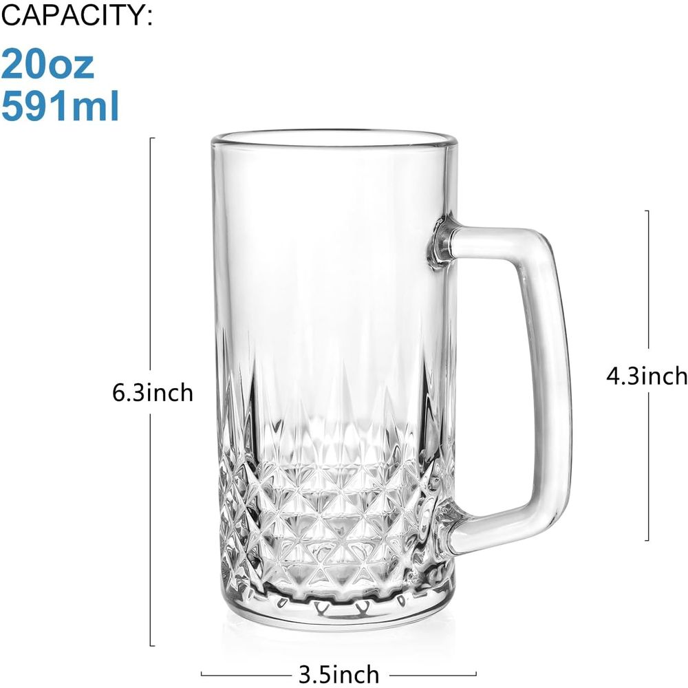 20 oz Heavy Glass Mugs Set of  - Coffee Tea Gift のレビューと価格