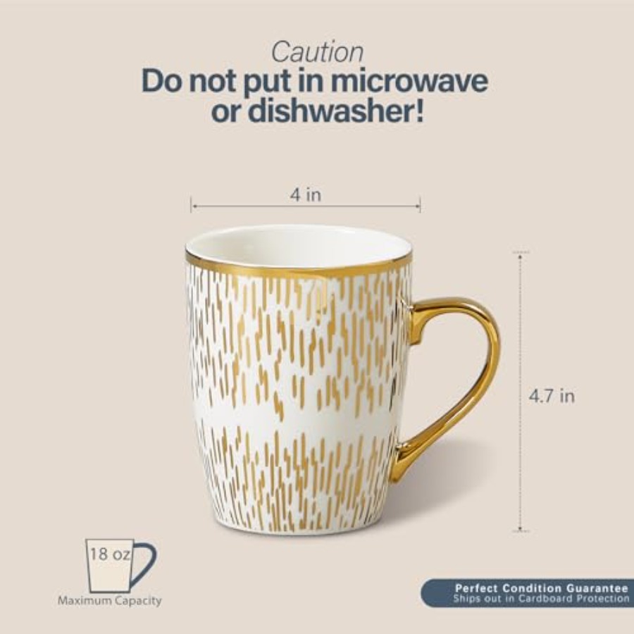 Coffee Mugs 18oz - Gold-Plated - Coffee Tea Hot のレビューと価格